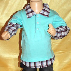 Mint green long sleeve with jeans outfit for boys